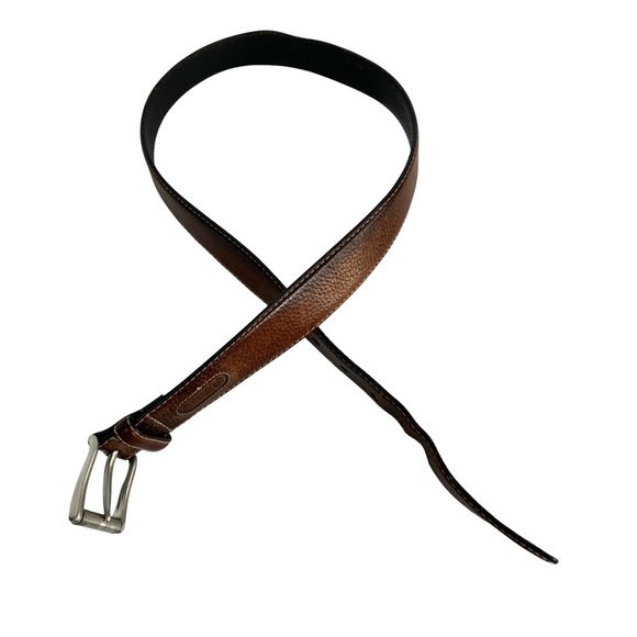 Columbia Sportswear Brown Pebbled Leather Work Workwear Career Buckle Belt - Picture 3 of 8